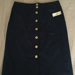 Talbots Women’s Classic Navy Petite Button Skirt size 6 NWT